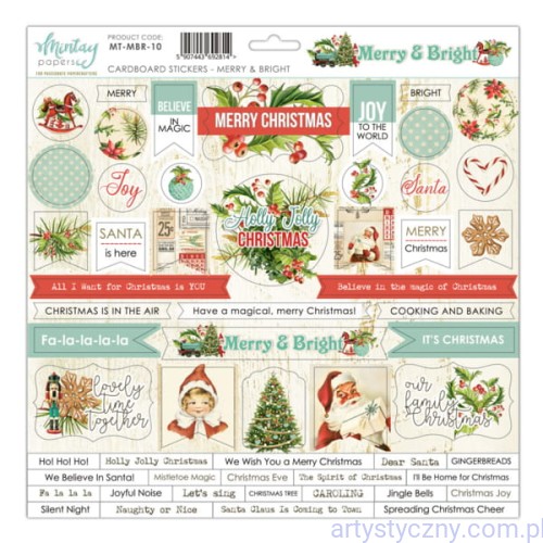 Naklejki tekturowe - Mintay - Merry and Bright - 30x30cm - ENG MT-MBR-10