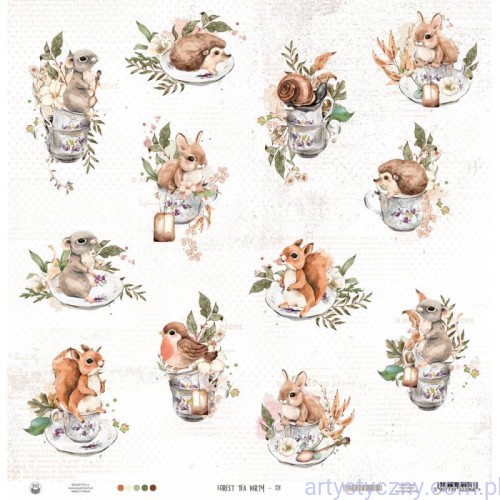 Papier Dwustronny P13 30x30cm - Forest Tea Party 01 P13-FOR-01