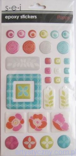 Epoxy Stickers - Poppy - Maki i inne Kwiaty - Naklejki Epoksydowe - 30szt