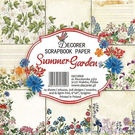 Zestaw papierów 15x15cm - Summer Garden - 24ark