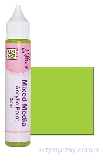 Farba Akrylowa Nellie's 28ml - Zielona z precyzyjną końcówką - Mixed media acrylic paint - Lime