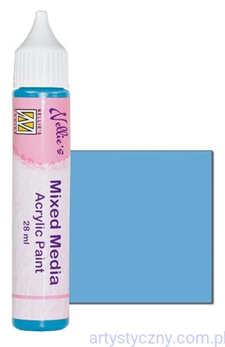 MMAP012 Farba Akrylowa Nellie's 28ml - Błękitna z precyzyjną końcówką - Mixed media acrylic paint - Light Blue