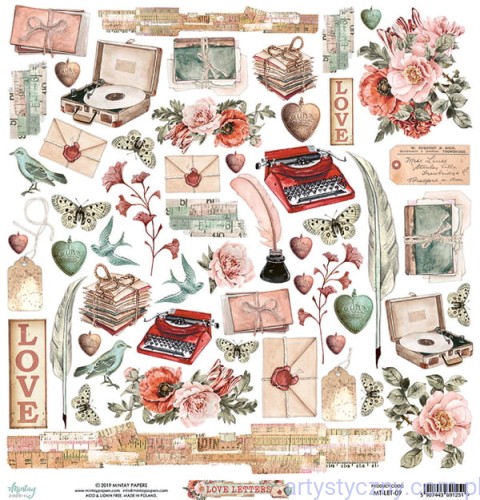 Papier Mintay Love Letters - dodatki do wycięcia - okładka MT-LET-09