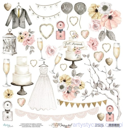 Papier Mintay Marry Me - dodatki do wycięcia - okładka MT-MRM-09