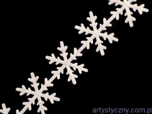 Filcowe Śnieżynki - 5 metrów - Płatki śniegu z filcu - Kremowe