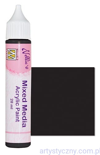 Farba Akrylowa Nellie's 28ml - Czarna z precyzyjną końcówką - Mixed media acrylic paint - Black MMAP014