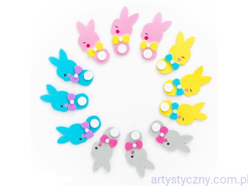 Naklejki 3D z Pianki - Króliczki - 12szt - Wielkanoc DP-KSPI-229