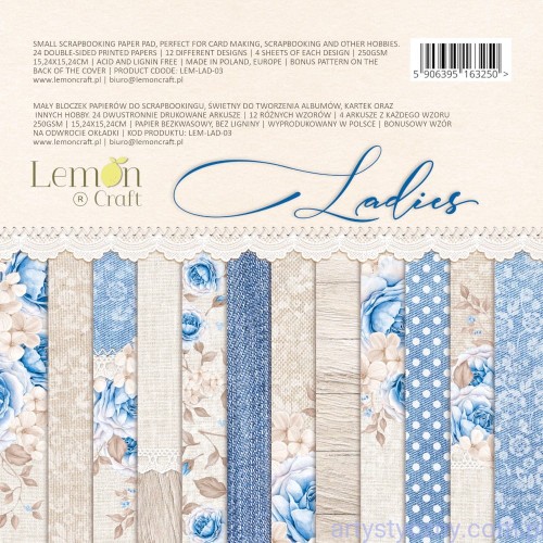 LADIES Zestaw papierów do scrapbookingu Lemoncraft 15x15cm LEM-LAD-03