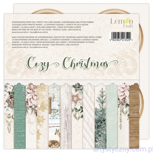 COZY CHRISTMAS - Bloczek papierów do scrapbookingu Lemoncraft 15x15cm LEM-COCHR-03