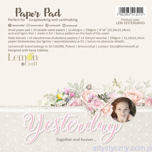 YESTERDAY - Bloczek papierów do scrapbookingu Lemoncraft 15x15cm LEM-YESTERDAY03