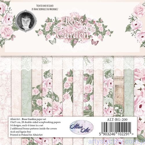 Zestaw papierów do scrapbookingu - Rose Garden - 15x15cm - 28ark ALT-RG-200