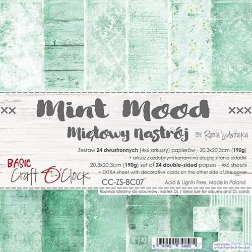 Zestaw papierów do scrapbookingu Craft o'Clock - Mint Mood - 20x20cm CC-ZS-BC07