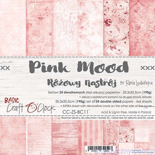 Zestaw bloczek papierów Craft o'Clock - Pink Mood - 20x20cm CC-ZS-BC11
