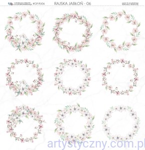 Rajska Jabłoń - Arkusz papieru - Wianki do wycięcia 30x30cm