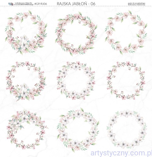 Rajska Jabłoń - Arkusz papieru - Wianki do wycięcia 30x30cm