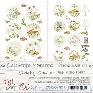 Zestaw etykiet 2szt do wycięcia - Celebrate Moments - Zestaw Ślubny - Craft o'Clock