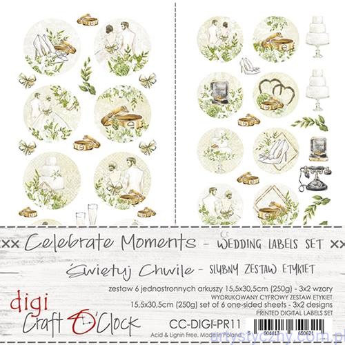 Zestaw etykiet 2szt do wycięcia - Celebrate Moments - Zestaw Ślubny - Craft o'Clock CC-DIGI-PR11
