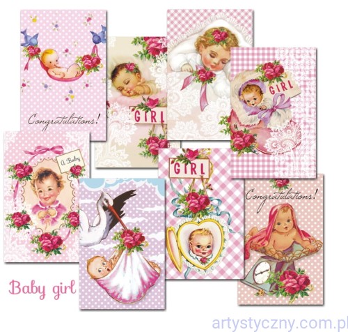 Zestaw papierów Mini do Scrapbookingu M87 -Baby Girl - 24ark