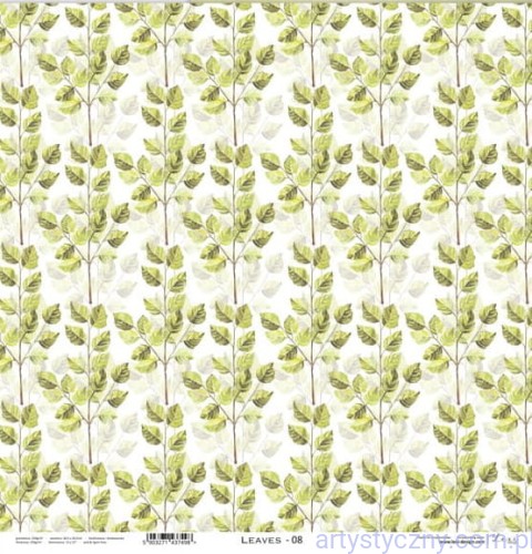 Papier do scrapbookingu 30x30cm - Leaves 08 - Lexi Design LX-21-K43-08