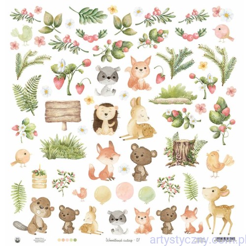 Papier P13 - Woodland Cuties - dodatki do wycinania  P13-WDC-07