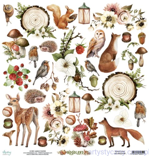 Papier Mintay z elementami do wycinania 30x30cm - Woodland MT-WOO-09