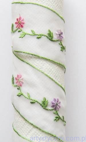 20. Koronka Haft na Tiulu Kwiatki Kwiatuszki ~ 1 metr