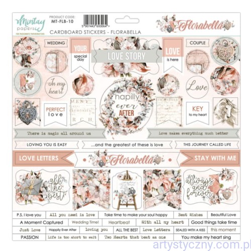 MT-FLB-10 Naklejki tekturowe - Mintay - Florabella - 30x30cm angielskie napisy