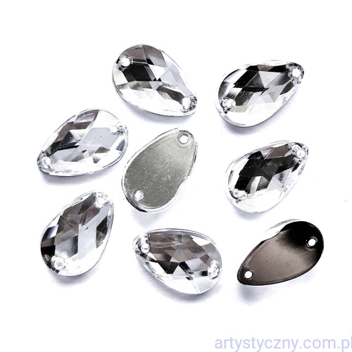 Szlifowane kamienie, dżety do przyszycia 8x13mm, 20szt, Krople Crystal