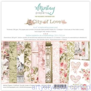 Zestaw papierów do scrapbookingu 15x15cm - Mintay - City of Love 