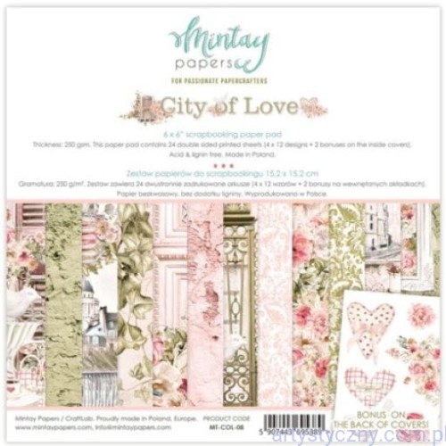 Zestaw papierów do scrapbookingu 15x15cm - Mintay - City of Love MT-COL-08