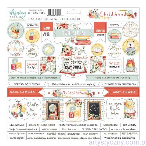 Naklejki tekturowe - Mintay - Childhood - 30x30cm angielskie napisy