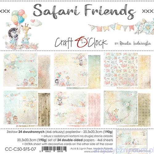 Zestaw papierów do scrapbookingu Craft o'Clock - Safari Friends - 6ark - 20x20cm CC-C50-SFS-07