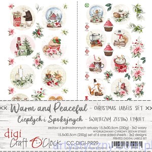 Zestaw etykiet 2szt do wycięcia - Warm and Peaceful - Boże Narodzenie - Craft o'Clock