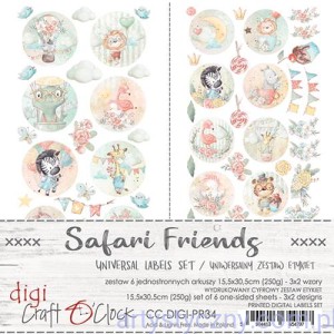 Zestaw etykiet do wycięcia - 2szt - Safari Friends - Craft o'Clock - Digi Label Universal Set