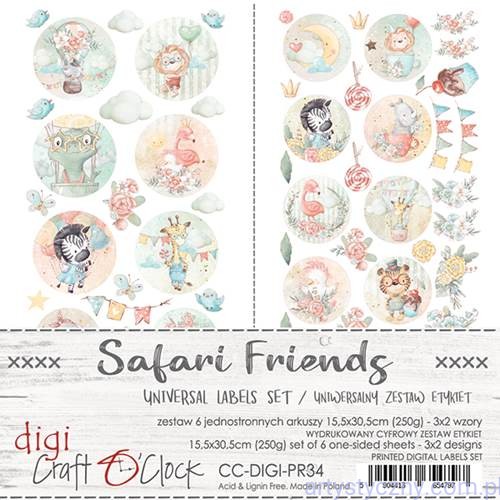 Zestaw etykiet do wycięcia - 2szt - Safari Friends - Craft o'Clock - Digi Label Universal Set  CC-DIGI-PR34