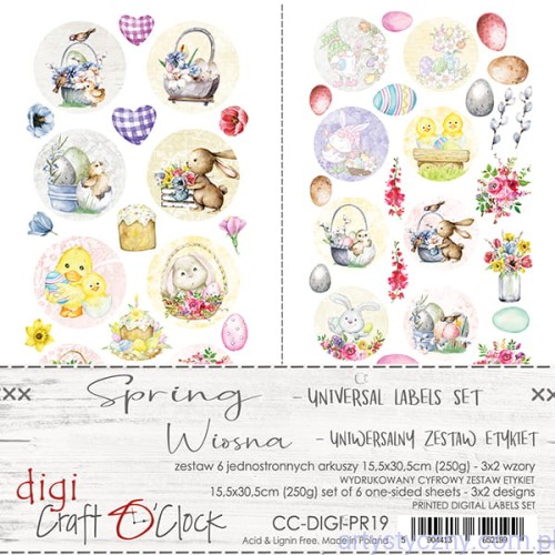 Zestaw etykiet do wycięcia - 2szt - Spring Wielkanoc - Craft o'Clock - Digi Label Universal Set CC-DIGI-PR19