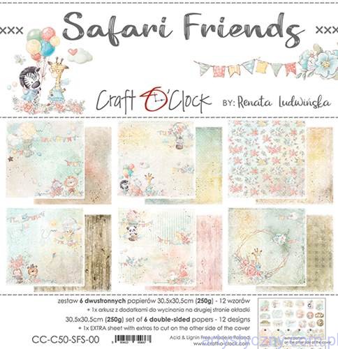 Zestaw papierów do scrapbookingu Craft o'Clock - Safari Friends - 30x30cm CC-C50-SFS-00