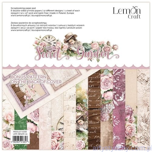 Zestaw papierów do scrapbookingu Lemoncraft - Secret Garden - 30x30cm  LEM-SEGAR-01