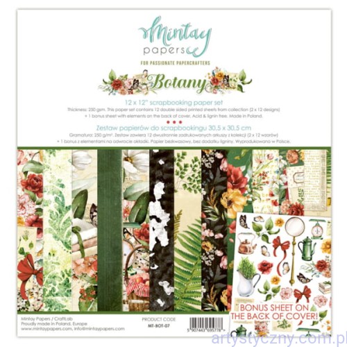 Zestaw papierów do scrapbookingu Mintay - Botany - 30x30cm MT-BOT-07