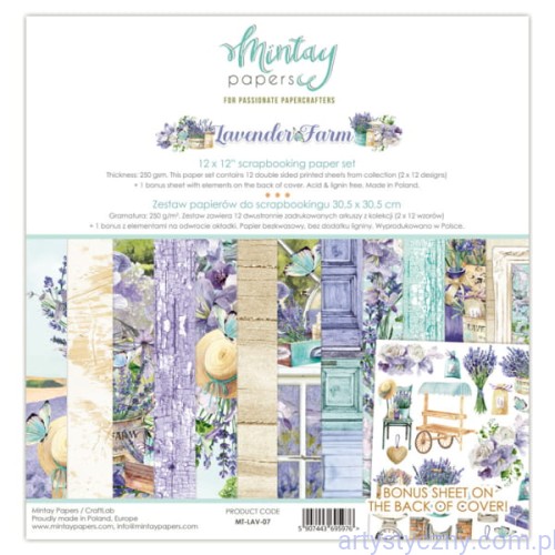Zestaw papierów do scrapbookingu Mintay - Lavender Farm - 30x30cm MT-LAV-07