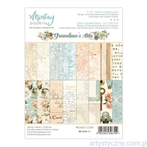 Zestaw papierów do scrapbookingu Mintay - Grandma's Attic - 15x20cm MT-GAT-11