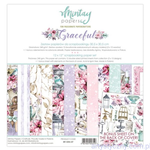 Zestaw papierów do scrapbookingu Mintay - Graceful - 30x30cm MT-GRA-07