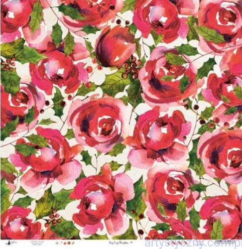 Papier do scrapbookingu P13 30x30cm Boże Narodzenie - Rosy Cosy Christmas 04