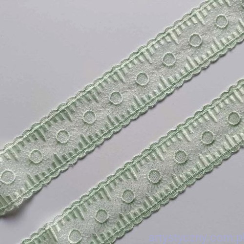 18. Miętowa seledynowa koronka kwiatki - 190cm/1,9m