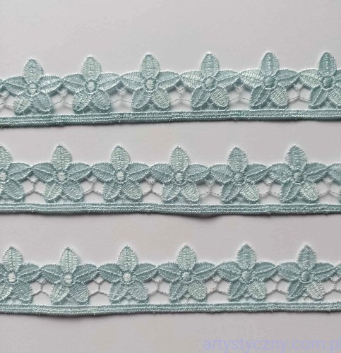 19. Błękitna Szaro-błękitna koronka kwiatki - 200cm/2m