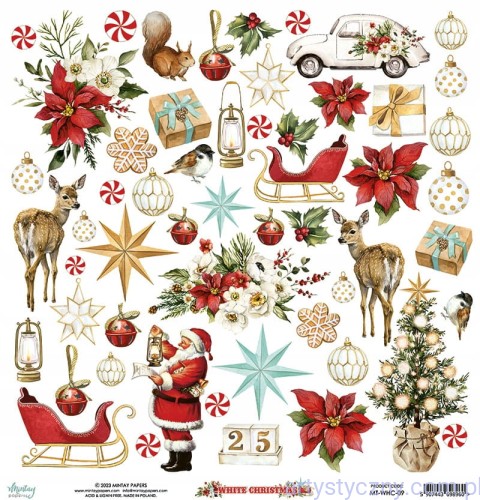 Papier do scrapbookingu Mintay - White Christmas - elementy do wycinania