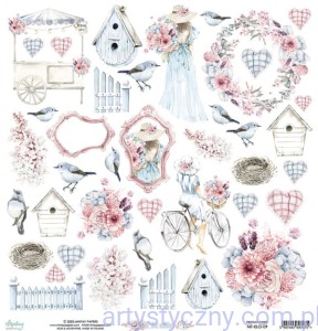 Papier do scrapbookingu Mintay z elementami - Elodie - dodatki do wycinania