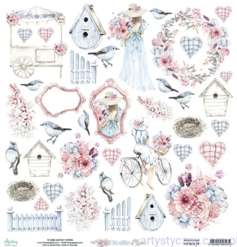 Papier do scrapbookingu Mintay z elementami - Elodie - dodatki do wycinania