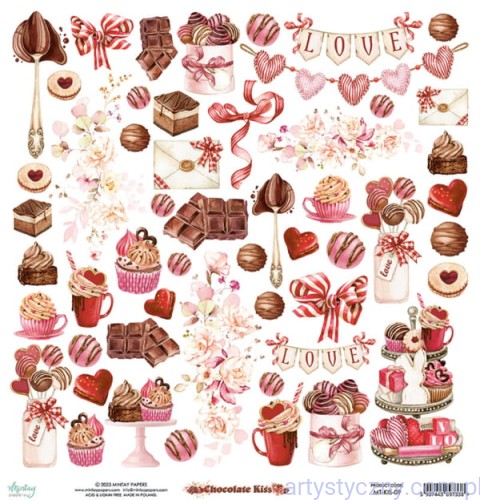 Papier do scrapbookingu Mintay z elementami - Chocolate Kiss - dodatki do wycinania MT-KIS-09