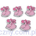 Drewniane Koraliki Zawieszki - Niemowlak Dziewczynka - Baby Girl - 5 sztuk